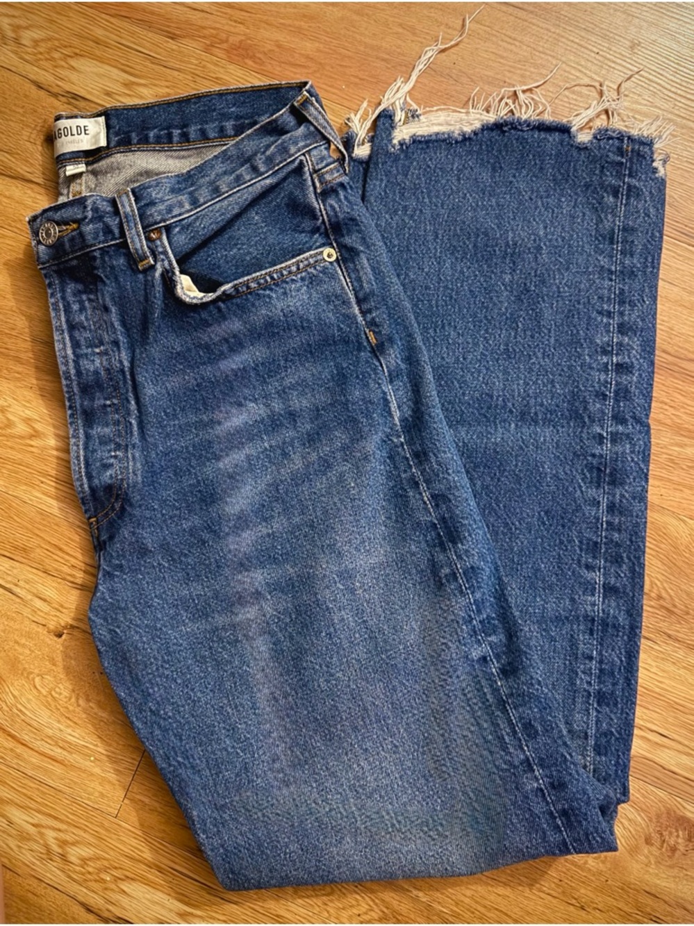 Agolde Los Angeles Riley Straight High-Rise Button-Fly Cropped Denim Jeans 29